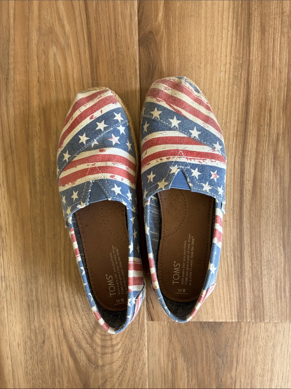 TOMS Kids Moccasins in Red, White & Blue Star Stripe